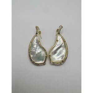 Kendra Scott Tinley Drop Earrings Mother of Pearl Gold White Formal Rhinestone